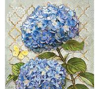 Boston International C783100 Lot de 20 serviettes en papier Motif fleurs Bleu