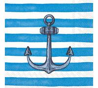 Boston International C860600 Serviettes en papier pour cocktail, Papier, Ancre marine bleu clair, 5 x 5-Inches