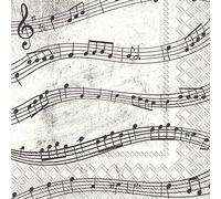 Boston International Cocktail Beverage Paper Napkins, Papier, Notes de musique, 5 x 5-Inches