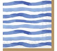 Boston International IHR C817504 Serviettes en papier pour cocktail Motif rayures Bleu