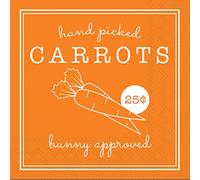 Boston International IHR Lot de 20 serviettes en papier 3 plis Motif printemps de Pâques Format cocktail Carottes cueillies à la main