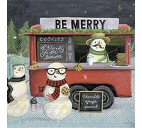 Boston International IHR Lot de 20 serviettes en papier 3 plis pour cocktail Motif Noël sur roues