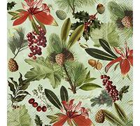 Boston International IHR Lot de 20 serviettes en papier 3 plis pour déjeuner Motif vacances d'hiver Vert clair