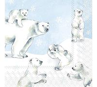 Boston International IHR Lot de 20 serviettes en papier 3 plis pour les vacances d'hiver, Noël, bleu clair