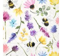 Boston International IHR Lot de 20 serviettes en papier triple épaisseur Motif abeilles d'été Crème