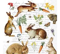 Boston International IHR Lot de 20 serviettes en papier triple épaisseur Motif chasse aux lièvres