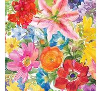 Boston International IHR Lot de 20 serviettes en papier triple épaisseur Motif floral