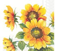 Boston International IHR Lot de 20 serviettes en papier triple épaisseur Motif tournesols colorés 12,7 x 12,7 cm