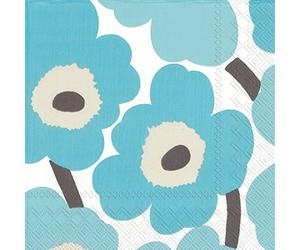 Boston International IHR Marimekko Serviettes en papier pour cocktail Serviette de table 6.5" x 6.5" Unikko Turquoise