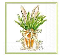 Boston International IHR Rosanne Beck Lot de 20 serviettes en papier 3 plis Format déjeuner Carotte Bunny