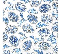 Boston International IHR Rosanne Beck Lot de 20 serviettes en papier 3 plis Taille cocktail Bleu et blanc