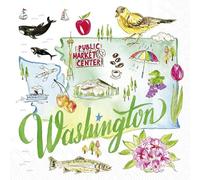 Boston International IHR Rosanne Beck State Collection Lot de 20 serviettes en papier 3 plis, format cocktail, Washington