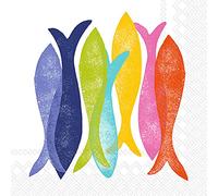 Boston International IHR Serviettes en papier 3 plis pour cocktail Motif poisson 12,7 x 12,7 cm