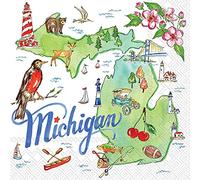 Boston International IHR State Collection Serviettes en papier 3 plis Michigan 12,7 x 12,7 cm