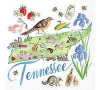 Boston International IHR State Collection Serviettes en papier 3 plis Motif Tennessee 12,7 x 12,7 cm