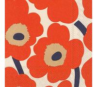 Boston International L552661 Serviettes en papier, Papier, Unikko Crème Rouge, 6.5 x 6.5-Inches