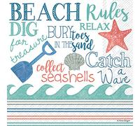 Boston International Lot de 20 serviettes cocktail en papier Règles de la plage C779900