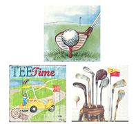Boston International Lot de 3 serviettes en papier pour cocktail Thème golf Tee-Time 60 pièces