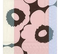 Boston International Marimekko Lot de 20 serviettes en papier 3 plis, taille déjeuner Unikko Ralli Rose