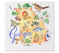 Boston International Rosanne Beck State Collection Dessous de plat en céramique antidérapant pour comptoirs et tables, 20,3 x 20,3 cm, Georgia