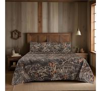 Boston Linen Company Realtree Max 4 Parure de lit 3 pièces en Polycoton Super Doux et Facile d'entretien, Tissage en Percale, pour Chambre à Coucher, Chasse et extérieur, Motif Camouflage, lit jumeau