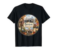 Boston, Massachusetts, Grands voiliers, acclamations, Nouvelle-Angleterre T-Shirt Graphique avec Valeur, Homme, Noir, L