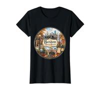 Boston, Massachusetts, Grands voiliers, acclamations, Nouvelle-Angleterre T-Shirt Graphique avec Valeur, Femme, Noir, XS