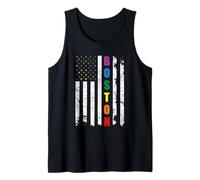 Boston Massachusetts LGBTQ Gay Pride Month USA Flag Rainbow Débardeur