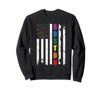 Boston Massachusetts LGBTQ Gay Pride Month USA Flag Rainbow Sweatshirt