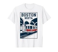 Boston MBTA Subway Retro Train City Transit Illustration T-Shirt
