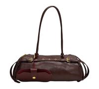 Boston Sac à main pour femme - Sac à bandoulière décontracté en cuir PU - Sac de bowling rétro - Sac fourre-tout - Sac de banlieue (bordeaux)