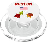 Boston Souvenir Feuilles d'automne Feuillage Massachusetts Drapeau US PopSockets PopGrip pour MagSafe