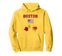 Boston Souvenir Feuilles d'automne Feuillage Massachusetts Drapeau US Sweat à Capuche