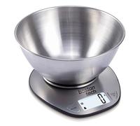 Boston Tech Balance de Cuisine Numérique avec Bol Amovible - Acier Inoxydable, Haute Précision, Étanche, Capacité 5kg, Écran LCD, Fonction Tare, Livre de Recettes Inclus