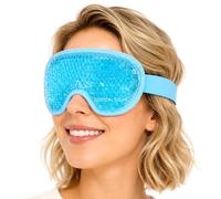 Boston Tech EyeCool Masque en gel chaud et froid, masque pour les yeux gonflés et fatigués, perles de gel flexibles, sangle réglable, bleu