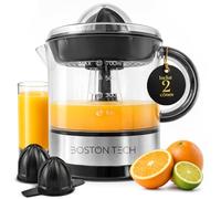 Boston Tech Presse-Agrumes Électrique Master Juicer 700 ml, 40 W, 2 Cônes pour Orange et Citron, Rotation Bidirectionnelle, Pichet Gradué, Pièces Amovibles Lavables au Lave-Vaisselle, Gris