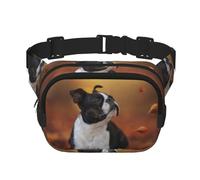 Boston Terrier Automne Bokeh Chiens Chiens,Sac Banane carré Double Couche, Sac de Poitrine