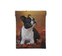 Boston Terrier Automne Bokeh Chiens Chiens, Sac de Rangement pour Femmes, Portefeuille supérieur à Presser, Petit Porte-Monnaie, Pochette de Changement