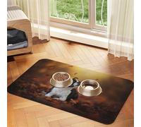 Boston Terrier Automne Bokeh Chiens Chiens,Tapis d'alimentation pour Animaux de Compagnie, Sets de Table en Cuir PU pour Chats et Chiens,40x60cm
