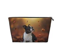 Boston Terrier Automne Bokeh Chiens Chiens, Trousse de Toilette Trousse de Maquillage Sac à cosmétiques Trousse de Toilette de Voyage Portable