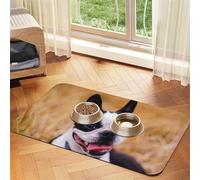 Boston Terrier Bokeh Chiens Animaux de Compagnie Boston Terrier,Tapis d'alimentation pour Animaux de Compagnie, Sets de Table en Cuir PU pour Chats et Chiens,40x60cm