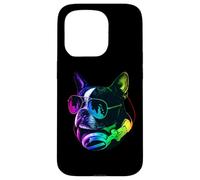 Boston Terrier Casque DJ Retro Musique Amoureux des chiens Coque pour iPhone 15 Pro