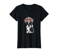 Boston Terrier comme Roi T-Shirt Graphique avec Valeur, Femme, Noir, S