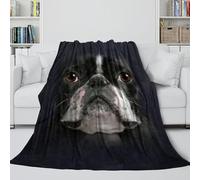 Boston Terrier Couverture Chaud - Animal 3D Couverture Vraiment Douce Cadeau Anniversaire pour Fils/Fille/Petit-Fils/Petite-Fille/ami - Canapé Lit Extérieur Décor 70x80inch(180x200cm)