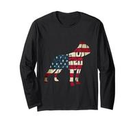 Boston Terrier Dog American Flag 4th of July Manche Longue
