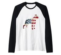 Boston Terrier Dog American Flag 4th of July Manche Raglan