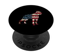 Boston Terrier Dog American Flag 4th of July PopSockets PopGrip Adhésif