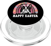 Boston Terrier Dog Easter Bunny Eggs Hunting Boho Rainbow PopSockets PopGrip pour MagSafe