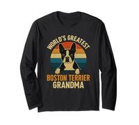 Boston Terrier Grandma Vintage Dog Lover World's Greatest Manche Longue