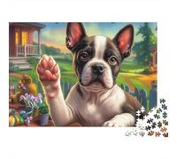 Boston Terrier Jeu De Puzzle Bel été 1000 Éléments Carton Recyclé pour Seniors Détente À Domicile Éducatif avec Poster sans Toxique Réduit 38x26cm/1000pcs